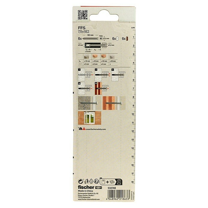 Fischer Fensterrahmenschraube FFS (Ø x L: 7,5 x 182 mm, 6 Stk.) | BAUHAUS