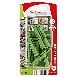 Fischer Greenline Universaldübel UX GREEN R (Ø x L: 8 x 50 mm, 10 Stk., Nylon)