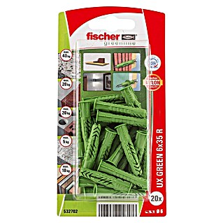 Fischer Greenline Universaldübel UX GREEN R (Ø x L: 6 x 35 mm, 20 Stk., Nylon)