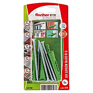 Fischer Greenline Universaldübel UX Green R S (Ø x L: 8 x 50 mm, 5 Stk., Nylon)