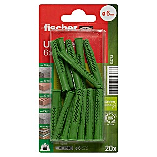 Fischer Greenline Universaldübel UX GREEN R (Ø x L: 6 x 50 mm, 20 Stk., Nylon)