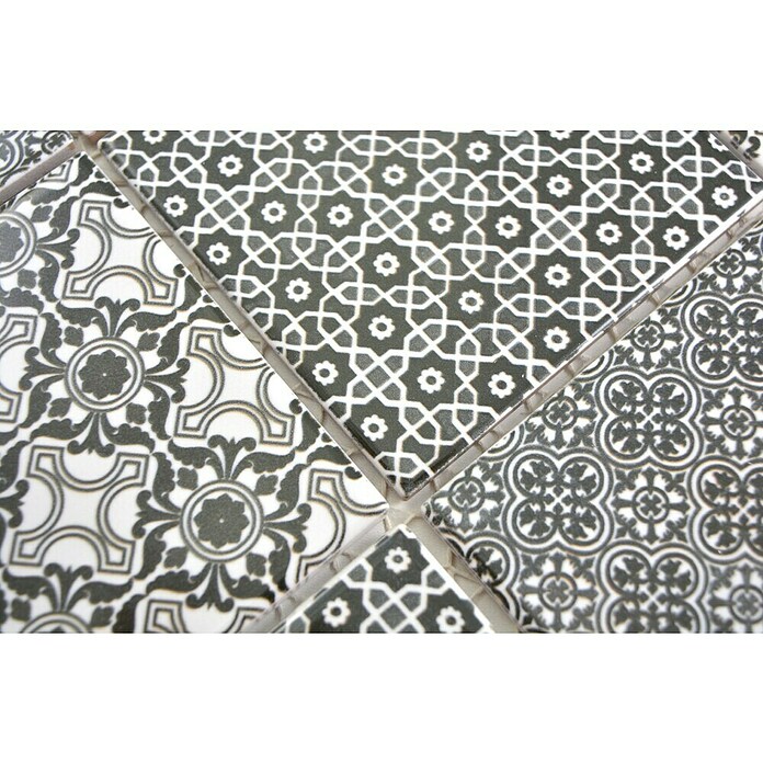 Mozaïektegel Quadrat Classico (29,8 x 29,8 cm, Keramiek, Wit/Zwart/Grijs)