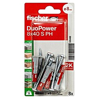 Fischer Duopower Universaldübel S PH (Ø x L: 8 x 40 mm, 8 Stk., Nylon)