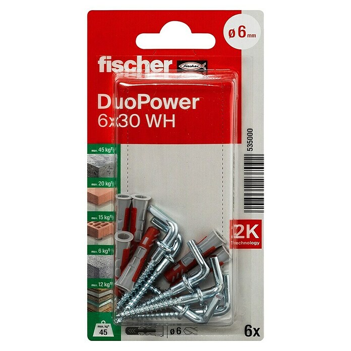 Fischer Duopower Universaldübel-Set (Durchmesser Dübel: 6 mm, Länge Dübel: 30 mm, 6 Stk.)