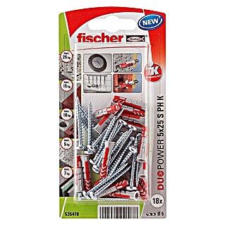 Fischer Duopower Universaldübel S PH (Ø x L: 5 x 25 mm, 18 Stk., Nylon)