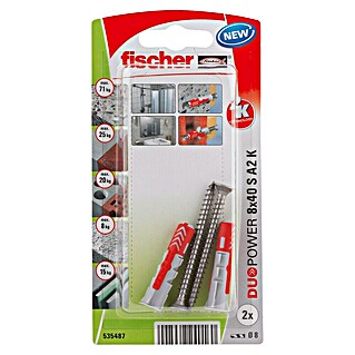 Fischer Duopower Universaldübel S A2 K (Ø x L: 8 x 40 mm, 2 Stk., Material Dübel: Nylon)