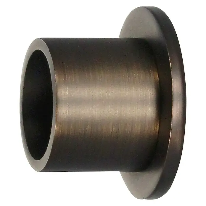 Expo Ambiente Wandlager - Bronze, Geeignet für: Gardinenstangen Ø 25 mm - Nahaufnahme einer bronzefarbenen Rohrstütze mit Flansch, ideal für industrielle Anwendungen oder dekorative Projekte, mit detaillierter Oberflächenstruktur.
