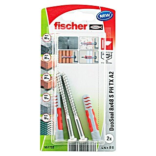 Fischer Schraubensortiment mit Dübeln DuoSeal S PH TX A2 (Ø x L: 8 x 48 mm, 2 Stk.)