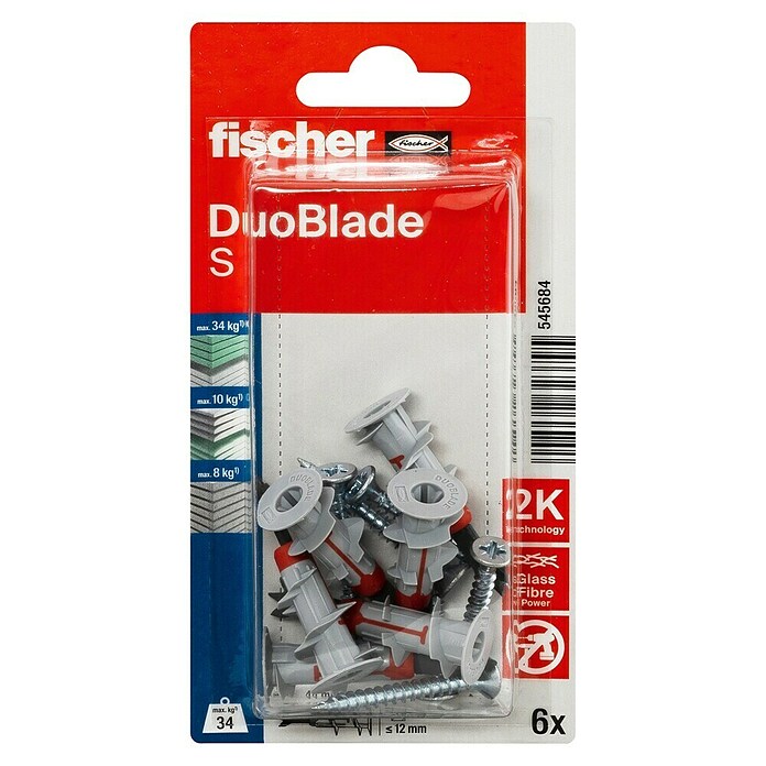 Fischer Duoblade Gipskartondübel-Set (12-tlg., Mit Schrauben, Nylon)