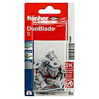 Fischer Duoblade Gipskartondübel-Set S (Länge Dübel: 44 mm, 12 -tlg., Mit Schrauben, Nylon)