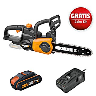 Worx PowerShare 20V Maschinenpaket (Akku-Kettensäge WG322E.9, Akku & Schnellladegerät)