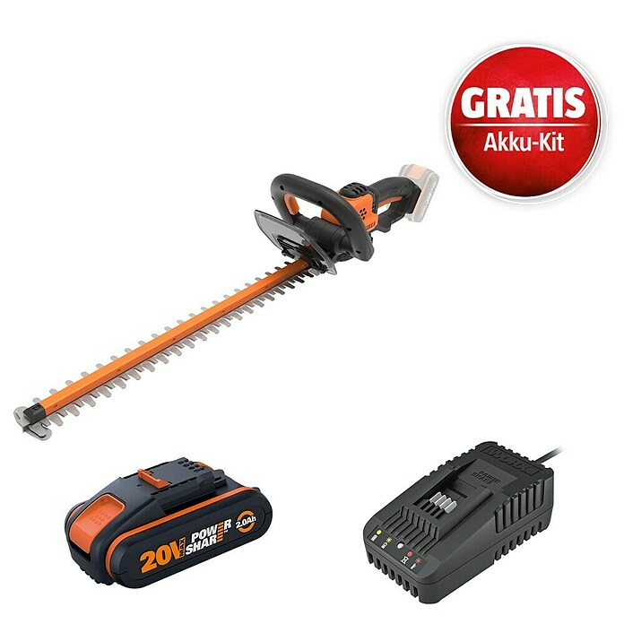 Worx PowerShare 20V Maschinenpaket (Akku-Heckenschere WG264E.9, Akku & Schnellladegerät) | BAUHAUS