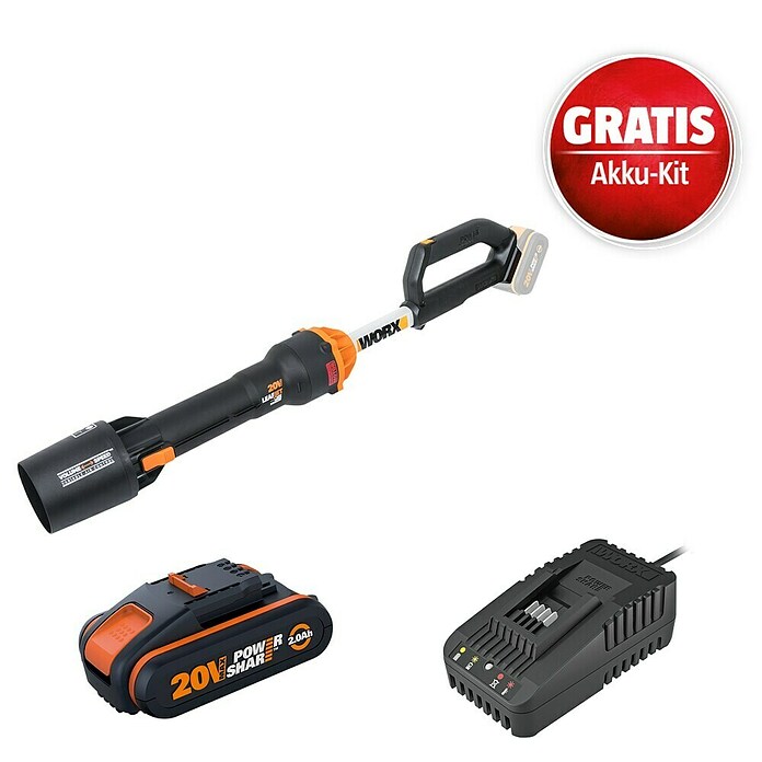 Worx PowerShare 20V Maschinenpaket (Akku-Laubbläser LEAFJET WG543E.9, Akku & Schnellladegerät) | BAUHAUS