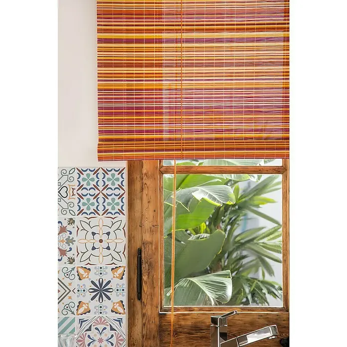 Estor enrollable Tutto arancia - An x Al: 120 x 175 cm, Multicolor - Persiana decorativa de bambú en colores cálidos crea un ambiente acogedor al tiempo que ofrece privacidad.