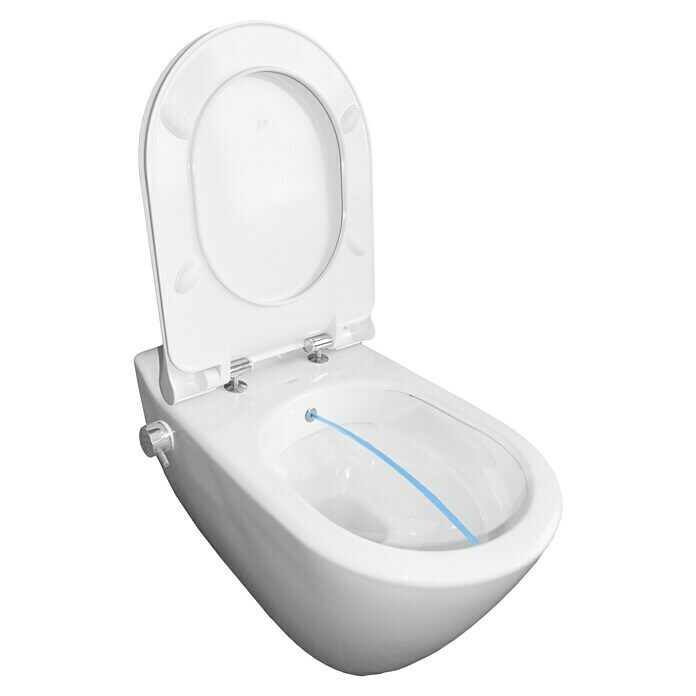 Spülrandloses Wand-Dusch-WC Minereal (Mit Duschfunktion, Tiefspüler, Weiß)