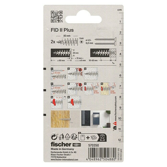 Fischer Dämmstoffdübel FID II Plus K (Ø x L: 8 x 80 mm, 2 Stk., Kunststoff) | BAUHAUS