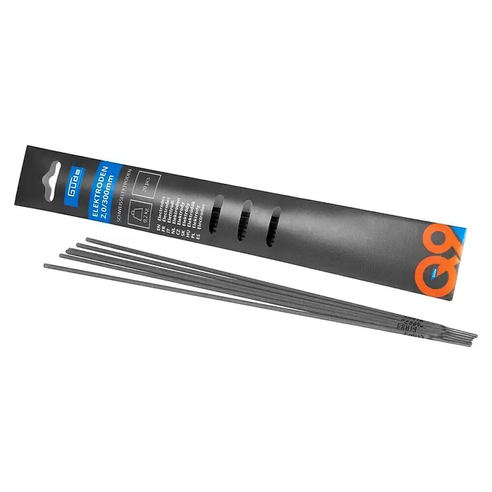 Güde Rutile Stahl-Elektrode 2,0/300mm SB - Elektrodenstärke: 2 mm, 20 Stk. - Graue Schweißelektroden, 2,0x300mm, in dunkler Markenverpackung, 20 Stück, 0,2kg.