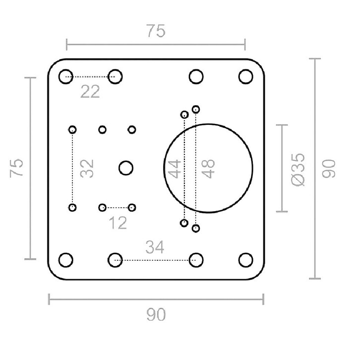 Micel Placa perforada (An x Al: 90 x 90 mm, Espesor: 1 mm, Específico para: Bisagras de cazoleta) | BAUHAUS