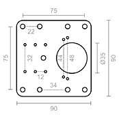 Micel Placa perforada (An x Al: 90 x 90 mm, Espesor: 1 mm, Específico para: Bisagras de cazoleta) | BAUHAUS