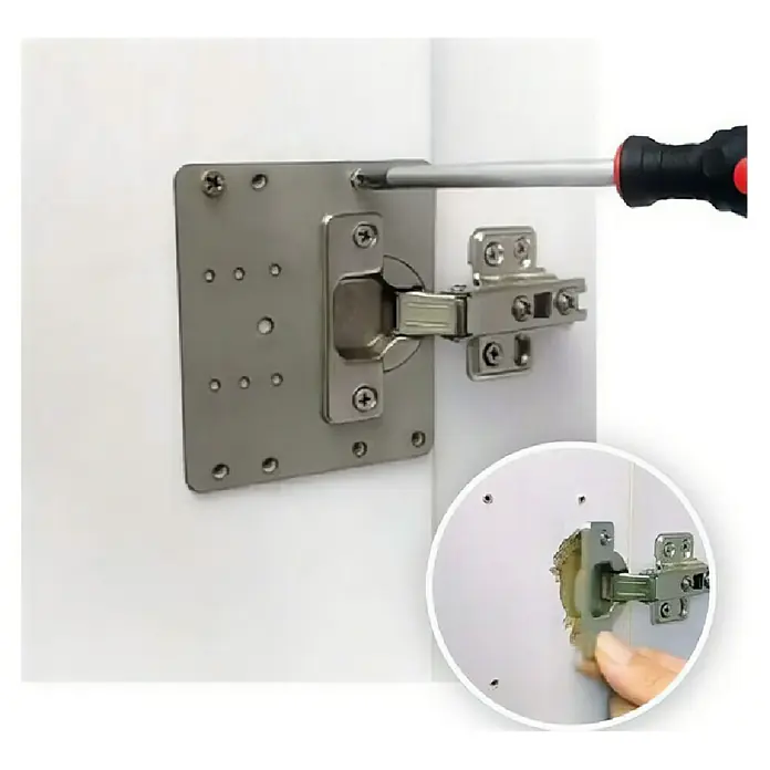 Micel Placa perforada - An x Al: 90 x 1 mm, Espesor: 1 mm - Placa de reparación de bisagras de metal que facilita la reparación de puertas de armarios dañadas o rotas.