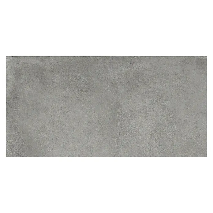 Halcón Pavimento porcelánico Madox - 60 x 120 cm, Antracita, Mate, Rectificado, Espesor: 10 mm - Primer plano de una baldosa de hormigón gris, ideal para diseños interiores modernos y minimalistas. La baldosa ofrece una superficie robusta y elegante.