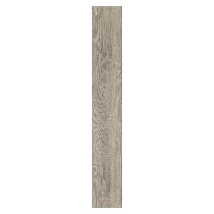 LOGOCLIC Aquaprotect Laminado Roble Mushroom - 1.288 x 195 x 8 mm, Roble Mushroom, AC5, Resistente al agua - La imagen muestra una sola baldosa alargada con aspecto de madera y vetas naturales en varios tonos marrones.
