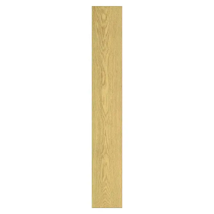 LOGOCLIC Aquaprotect Laminado Roble Cornsilk Ethereal - 1.288 x 195 x 12 mm, Roble Cornsilk Ethereal, AC5, Resistente al agua - Primer plano de una superficie de madera con grano visible, perfecto para texturas y fondos que destilan calidez natural.
