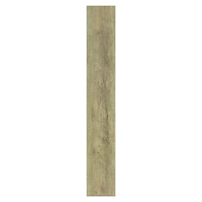 LOGOCLIC Aquaprotect Laminado Roble Mushroom Apollo - 1.288 x 195 x 8 mm, Roble Mushroom Apollo, AC5, Resistente al agua - Primer plano de una sola tabla de madera beige con detalles de vetas, ideal para suelos o revestimientos de paredes.