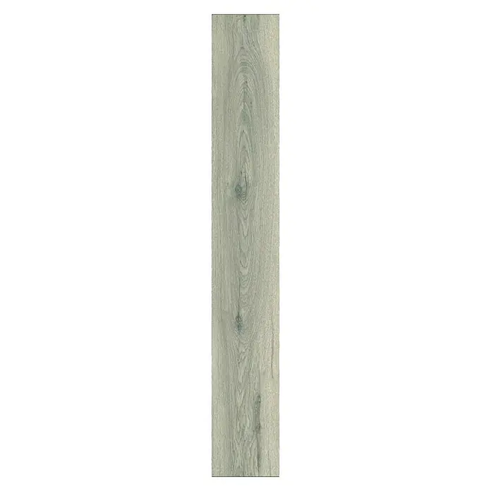 LOGOCLIC Aquaprotect Laminado Roble Silverdale - 1.288 x 195 x 8 mm, Roble Silverdale, AC4, Resistente al agua - Esta imagen muestra una sola tabla con un patrón de veta de madera gris claro, perfecta para interiores modernos.