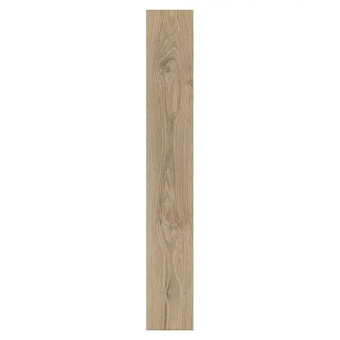LOGOCLIC Aquaprotect Laminado Roble Sterling - 1.288 x 195 x 8 mm, Roble Sterling, AC4, Resistente al agua - Tabla de madera con un patrón de vetas y nudos distintivos. Ideal para suelos rústicos o revestimientos de pared con encanto natural.