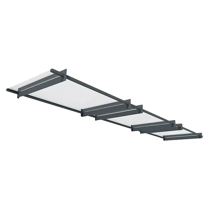 Palram – Canopia Pultvordach Nancy - 452 x 94 x 14 cm, Anthrazitgrau - Deckenleuchte mit rechteckigen Paneelen in Grau und Weiß, die ein modernes und stilvolles Ambiente erzeugt. Die Lampe ist ideal für Büros und Wohnräume.