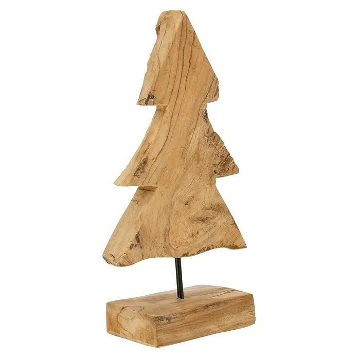 Holz-Weihnachtsbaum - L x B x H: 15 x 10 x 38 cm, Braun, Holz, 1 Stk. - Dekorative Holz-Tanne auf einem Sockel mit einem Metallstab. Die naturbelassene Optik verleiht jedem Raum eine warme, festliche Note.