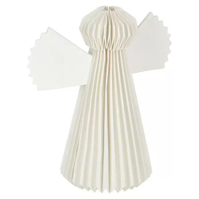 Markslöjd Dekoleuchte Angel - Weiß, Netzbetrieben, E14, 38 x 40 cm - Plissierter, cremefarbener Papierengel mit ziehharmonikaartigem Körper und Flügeln.