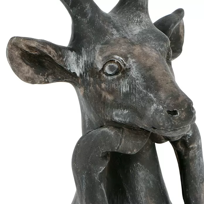 Dekofigur Hirsch Zen - L x B x H: 15 x 25,5 x 41 cm, Kunststoff, Hirsch - Strukturierte dunkelgraue Giraffenbüste Skulptur.