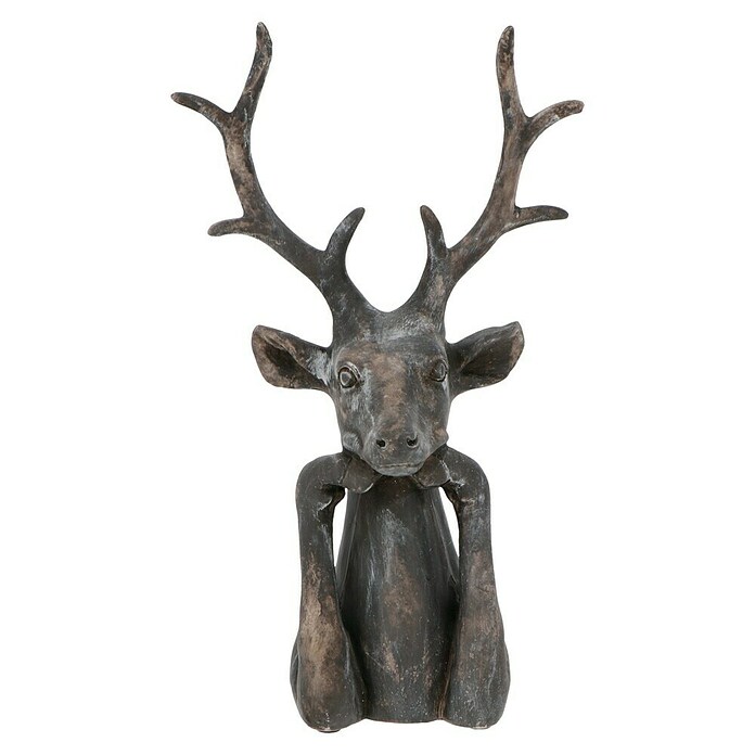 Dekofigur Hirsch Zen (L x B x H: 15 x 25,5 x 41 cm, Grau, Kunststoff, 1 Stk.) | BAUHAUS