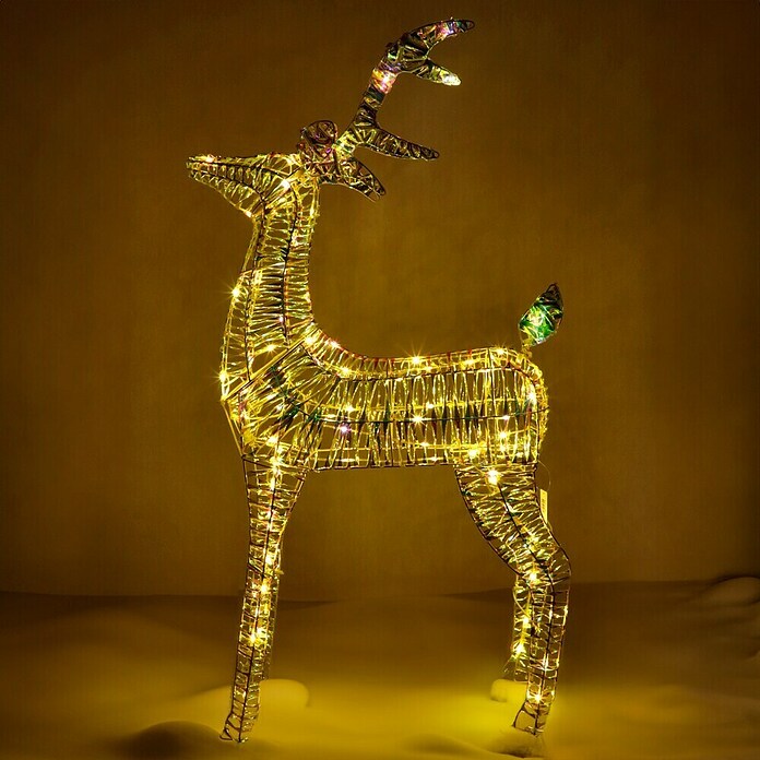 LED-Weihnachtsdekofigur Hirsch Bling (22 x 60 x 100 cm, Klar/Irisierend, Netzbetrieben, LED) | BAUHAUS