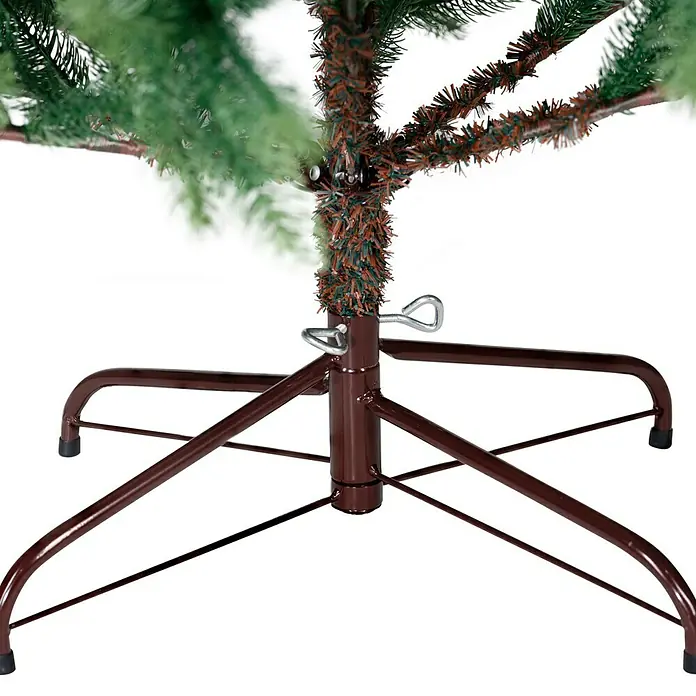 Künstlicher Weihnachtsbaum Nagoya - Höhe: 180 cm, Grün - Detailaufnahme eines künstlichen Weihnachtsbaumständers aus Metall mit braunem Finish und Befestigungsschrauben.