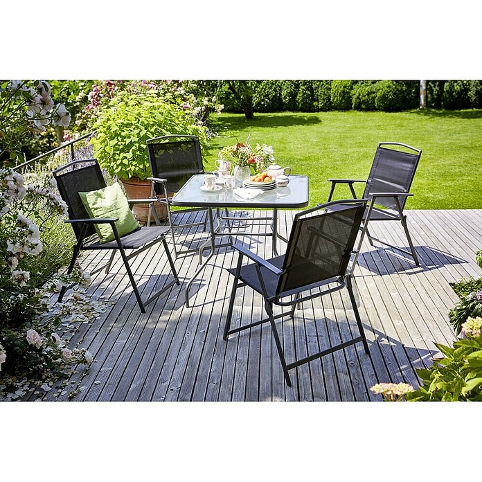 Sunfun Set de muebles de jardín Marta (5 piezas, Vidrio/Textil, Antracita)