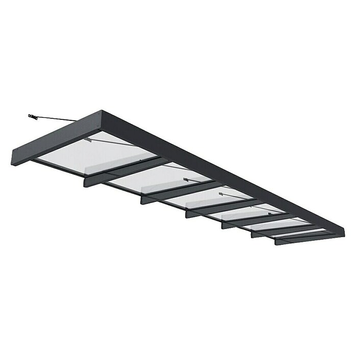 Palram – Canopia Pultvordach Sophia XL (565 x 140 x 17 cm, Anthrazitgrau, Farbe Dach: Klar) | BAUHAUS