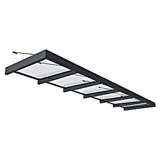 Palram – Canopia Pultvordach Sophia XL (565 x 140 x 17 cm, Anthrazitgrau, Farbe Dach: Klar)