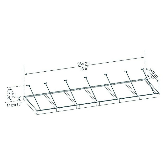 Palram – Canopia Marquesina para puerta Sophia XL (565 x 140 x 17 cm, Gris antracita, Color del techo: Claro) | BAUHAUS