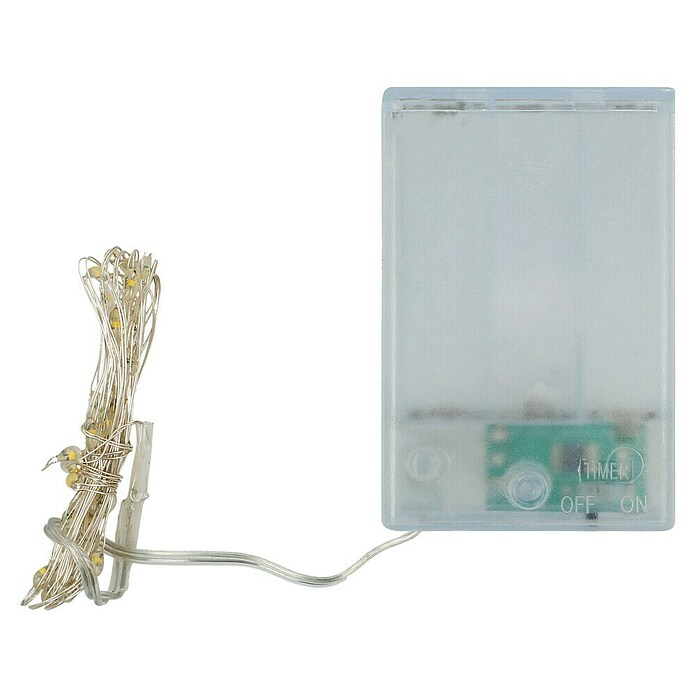 Cable con luces LED (Para interior, 195 cm, Color de luz: Blanco cálido, 40 ud., Funciona con pilas) | BAUHAUS