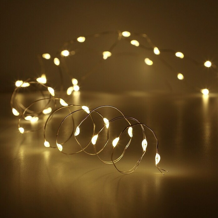 LED-Lichterdraht (Außen, 395 cm, Lichtfarbe: Warmweiß, 80 Stk., Batteriebetrieben) | BAUHAUS