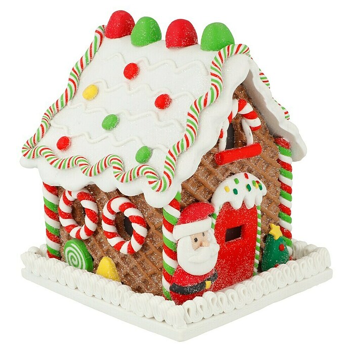 LED-Weihnachtsdekoleuchte Lebkuchenhaus (12 x 14 x 12 cm, Mehrfarbig, Batteriebetrieben, LED) | BAUHAUS