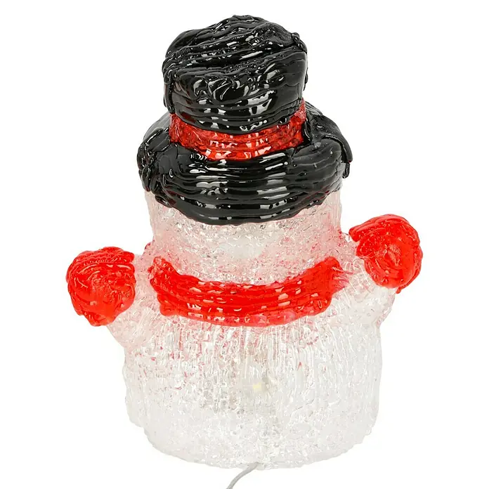 Tween Light LED-Lichterkette Schneemann - Innen, Lichtfarbe: Warmweiß, Anzahl Leuchtmittel: 40 Stk., Batteriebetrieben - Leuchtender Schneemann: Dekorative Acryl-Schneemannfigur mit schwarzem Hut und rotem Schal, ideal für festliche Beleuchtung und winterliche Dekorationen.