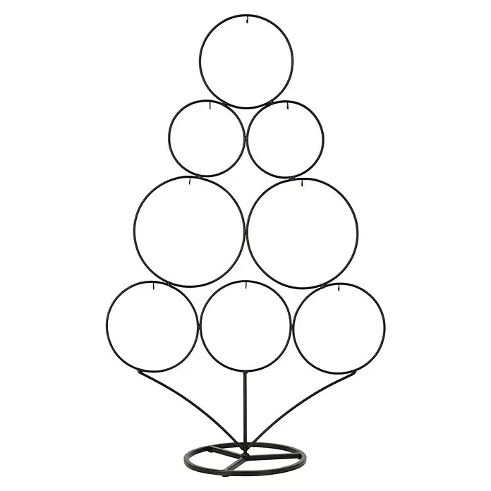 Metall-Weihnachtsbaum - Schwarz, 58 cm - Dunkler Metallständer in Weihnachtsbaumform, aus verbundenen Kreisen auf rundem Sockel.