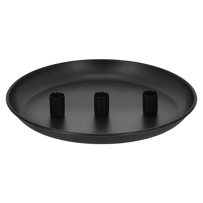 Adventskerzenhalter magnetisch - Schwarz - Rundes, schwarzes Kerzenbrett mit drei Kerzenhaltern.