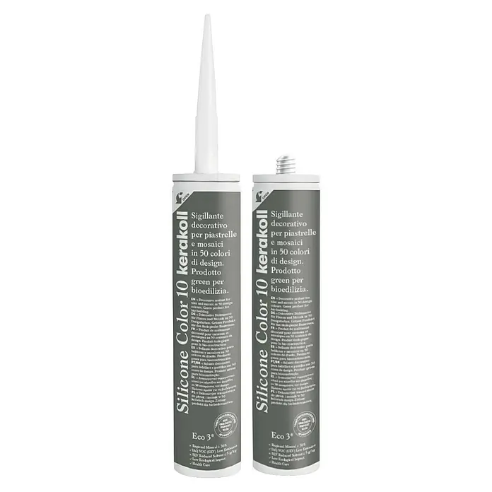 Kerakoll Silicona universal Color - Tono de color: 10, 310 ml - Dos tubos de Kerakoll Silicone Color 10, un sellador decorativo para azulejos y mosaicos en 50 colores.