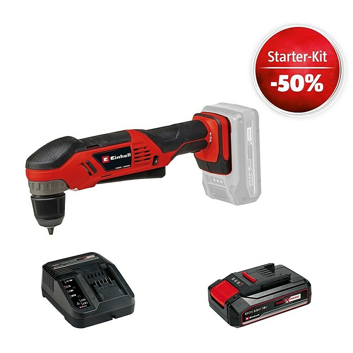 Einhell Power X-Change 18V Maschinenpaket (Akku-Winkelbohrmaschine TE-AD 18 Li-Solo + Starter-Kit (-50%)) | BAUHAUS