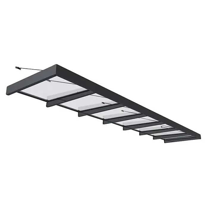 Palram – Canopia Marquesina para puerta Sophia XL - 660 x 140 x 17 cm, Gris antracita, Color del techo: Blanco opal - Marquesina de entrada antracita con paneles translúcidos.
